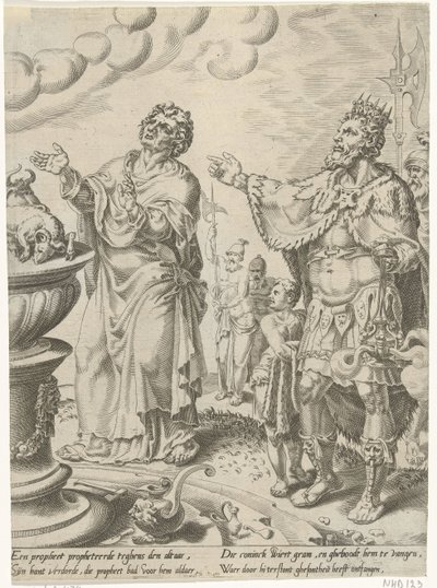 El rey Jeroboam y el varón de Dios ante el altar Historia del hombre desobediente de Dios (título de la serie) de Dirck Volckertsz. Coornhert (attributed to)