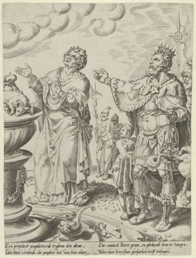 El rey Jeroboam y el varón de Dios ante el altar Historia del hombre desobediente de Dios (título de la serie) de Dirck Volckertsz. Coornhert (attributed to)