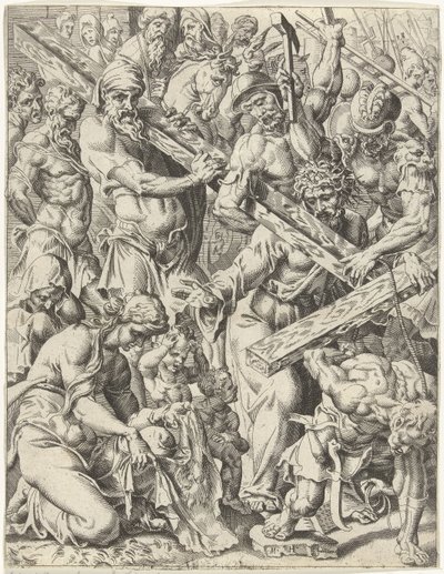 llevando la cruz La caída y la redención de la humanidad a través de la vida y la pasión de Cristo (título de la serie) de Dirck Volckertsz. Coornhert (attributed to)