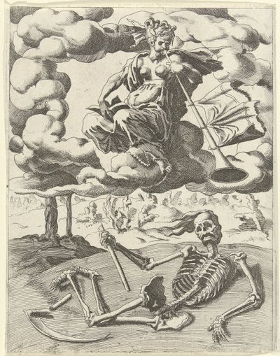 La fama vence a la muerte Triunfos de Petrarca (título de la serie) de Dirck Volckertsz. Coornhert (possibly)