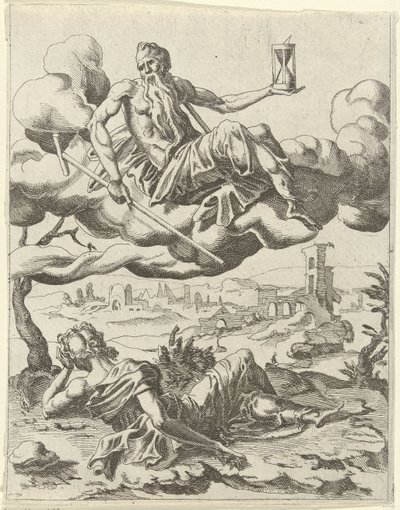 El tiempo conquista la fama Triunfos de Petrarca (título de la serie) de Dirck Volckertsz. Coornhert (possibly)