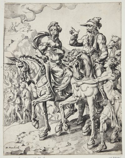 Abraham y Sarah entrando en Egipto de Dirck Volckertsz. Coornhert