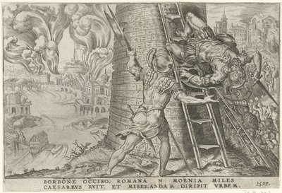 Toma de Roma, 1527 Overwinen van Karel V (título de la serie) Carlos el Grande imp. optar. máx. victoria, la más importante de muchas (título de la serie) de Dirck Volckertsz. Coornhert