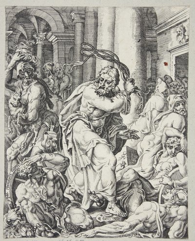 Cristo expulsando a los mercaderes del templo de Dirck Volckertsz. Coornhert