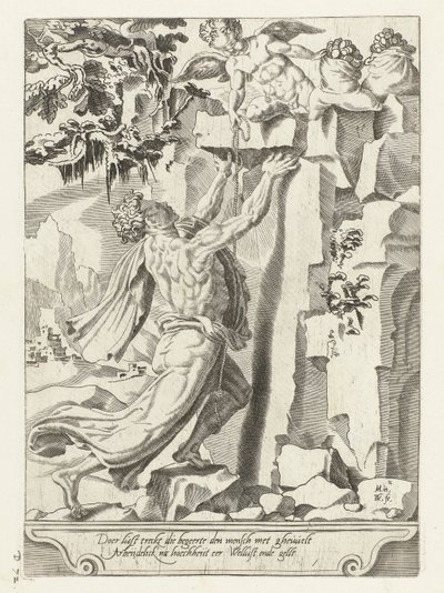 Por el deseo ciego y la esperanza de riquezas el hombre se deja llevar Inutilidad de la esperanza del dinero (título de la serie) de Dirck Volckertsz. Coornhert
