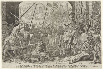 Inname van Túnez, 1535 Overwinen van Karel V (título de la serie) Carlos el Grande imp. optar. máx. victoria, la más importante de muchas (título de la serie) de Dirck Volckertsz. Coornhert