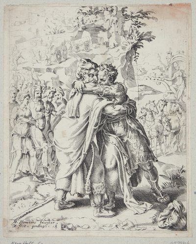 José abrazando a su padre de Dirck Volckertsz. Coornhert