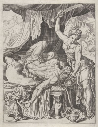 Judith le corta la cabeza a Holofernes Listas de mujeres (título de la serie) de Dirck Volckertsz. Coornhert