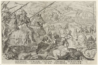 Relieve de Viena, 1529 Victorias de Carlos V (título de la serie) Divi Caroli. v. imp. optar. max victoriae, ex multis praecipuae (título de la serie) de Dirck Volckertsz. Coornhert
