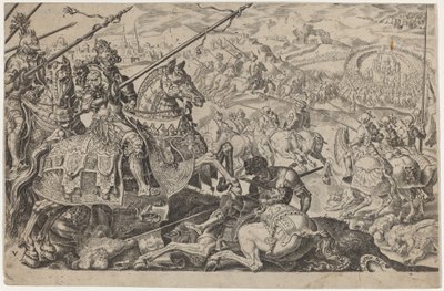 Solimán el Magnífico Obligado a Levantar el Sitio de Viena de Dirck Volckertz Coornhert, after Maerten van Heemskerck