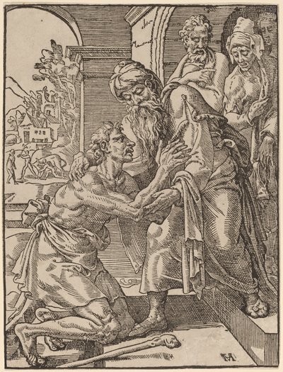 El Regreso del Hijo Pródigo de Dirck Volckertz Coornhert after Maerten van Heemskerck