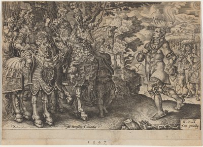 La Rendición de Juan Federico, Elector de Sajonia, Después de la Batalla de Mühlberg de Dirck Volckertz Coornhert, after Maerten van Heemskerck