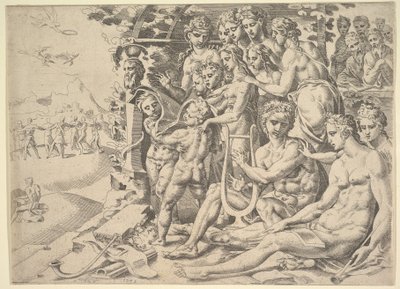 Apolo y las musas de Dirck Volkertsen Coornhert