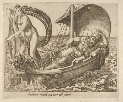 La fortuna no vela por todos los durmientes de Seis dichos sobre la fortuna, ca. 1560 de Dirck Volkertsen Coornhert