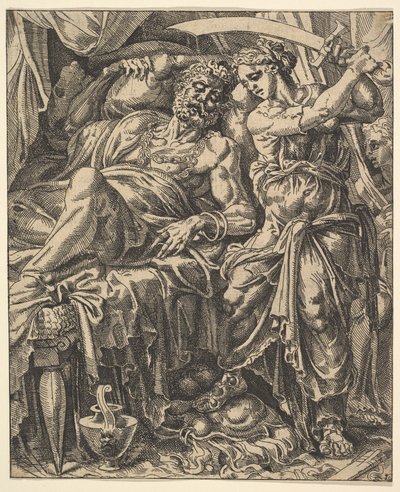 Judith decapitando a Holofernes, de La historia de Judith y Holofernes de Dirck Volkertsen Coornhert