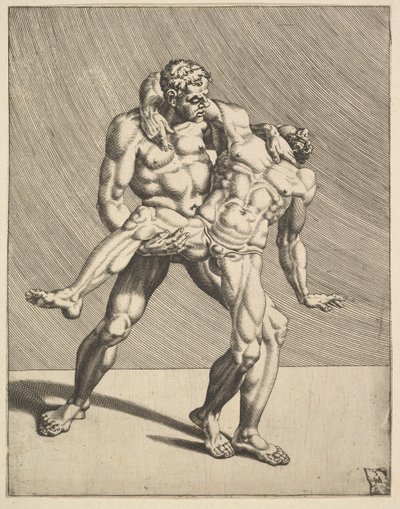 Luchadores, de Luchadores, lámina 3 de Dirck Volkertsen Coornhert