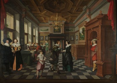Una secuencia decorativa de siete partes: Un interior de Dirck van Delen