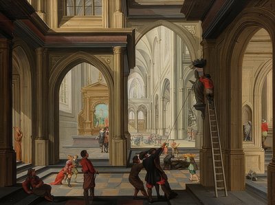 Iconoclasia en una iglesia. 1630 de Dirck van Delen