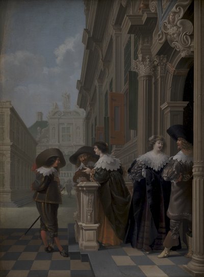 Conversación fuera de un palacio de Dirck van Delen