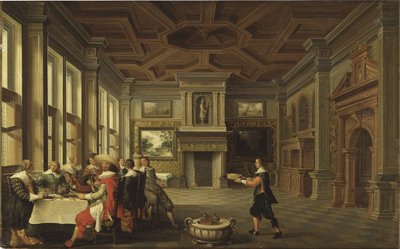 Cena distinguida en un interior de Dirck van Delen