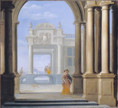 La entrada a un palacio de Dirck van Delen
