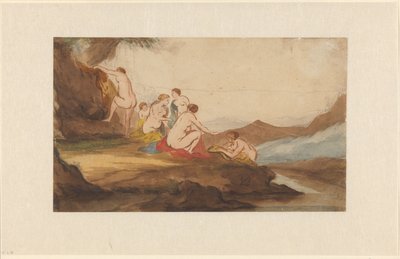 Mujeres bañándose en un paisaje de Dirck van der Lisse