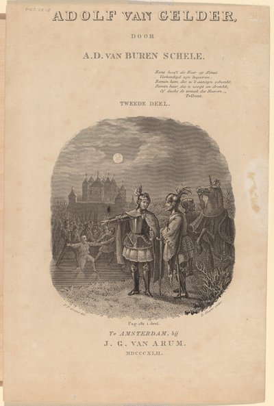 Página de título para "Adolf van Gelder" de A.D. van Buren Schele, Ámsterdam, 1842 de Dirk Jurriaan Sluyter