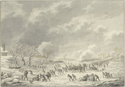 Los franceses cruzan el Waal cerca de Bommel, enero de 1795 de Dirk Langendijk