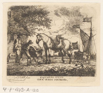 Alimentando al caballo Egitando citius quam vento contrario (título sobre objeto) de Dirk Langendijk