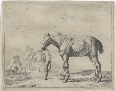 Caballo atado a un poste a la izquierda Caballos (título de la serie) de Dirk Stoop