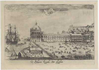Vista del Palacio Real de Lisboa O Palacio Real de Lixboa (título sobre objeto) Vistas de Lisboa (título de la serie) de Dirk Stoop