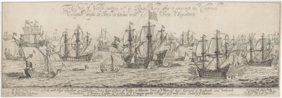 El duque de York saluda a la Marina Real en el Canal La reunión del duque de York con la Royall Navy después de entrar en el Channell / O cheqado duque de Jorck no Cannal entre o Frota d