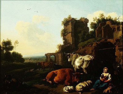 Paisaje con Pastora, c.1670 de Dirk van Berghen