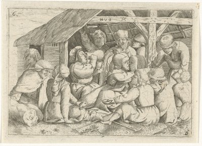 Mendigos en una comida en una choza de Dirk van Hoogstraten