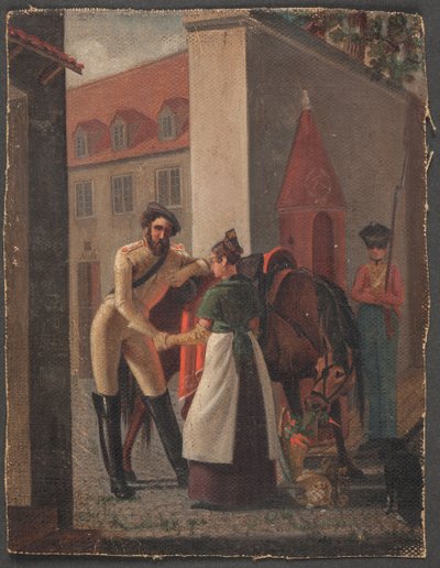 Escena de despedida. Un caballero se despide de una chica de Ditlev Blunck