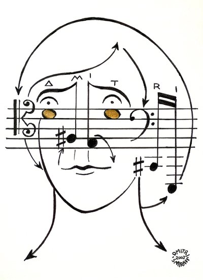Dmitri "Smirnoff" - retrato del compositor ruso, dibujado con notación musical de Dmitri Smirnov