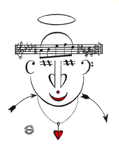 Dzen - una cara dibujada utilizando notación musical de Dmitri Smirnov