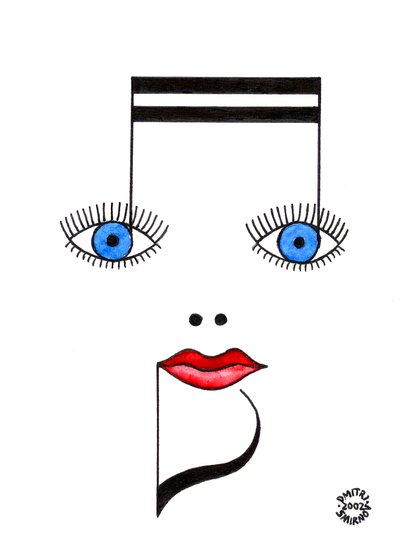 Rostro musical: rostro femenino dibujado con notación musical de Dmitri Smirnov