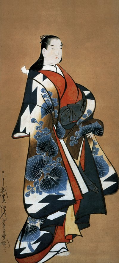 Cortesana japonesa, c. 1705-1715 (tinta sobre seda) de Dohan Kaigetsudo