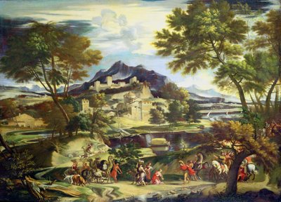 Encuentro de David y Abigail (óleo sobre lienzo) de Domenichino (1581-1641) (circle of)