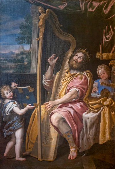 El rey David tocando el arpa, Domenico Zampieri, conocido como el Dominiquin de Domenichino