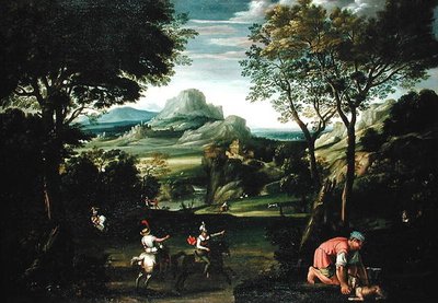 Paisaje con barcos o paisaje con escena de caza de Domenichino