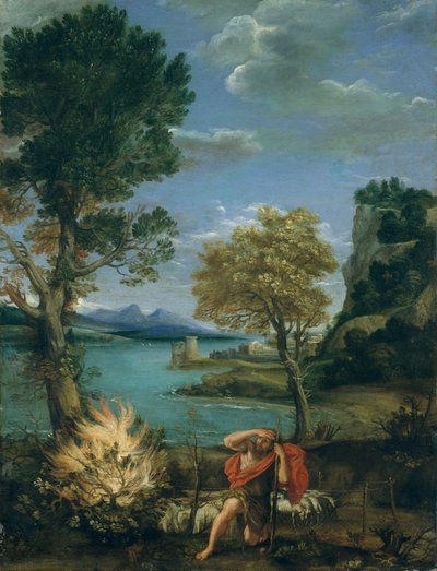 Paisaje con Moisés y la zarza ardiente de Domenichino