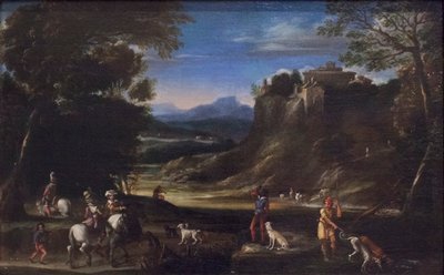 Paisaje boscoso con escena de caza de Domenichino (1581 1641)