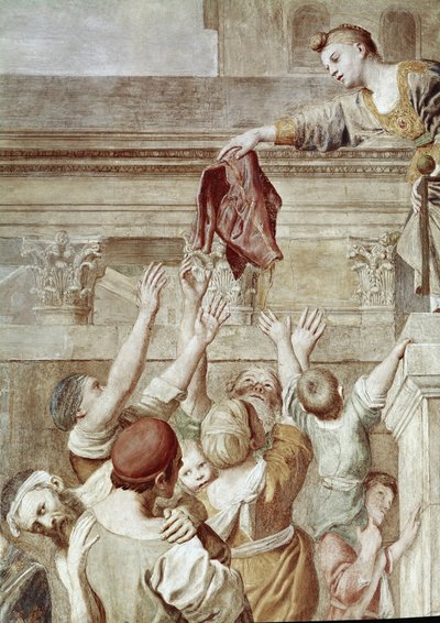 Historia de Santa Cecilia: Limosna de Santa Cecilia (detalle) de Domenichino