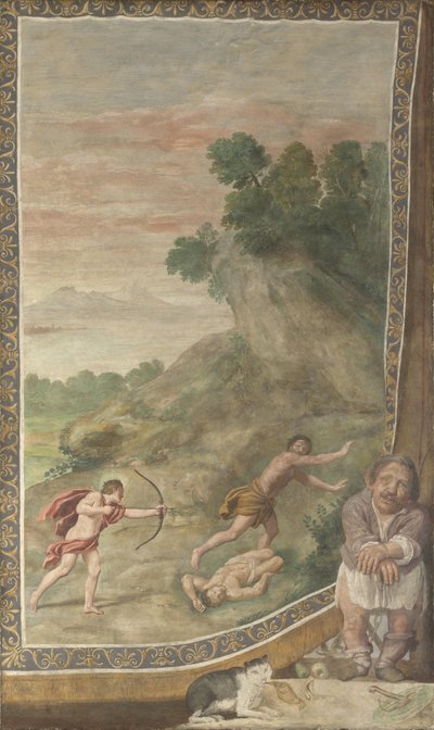 Apolo matando al cíclope Fresco de Villa Aldobrandini, 1617-1618 de Domenichino