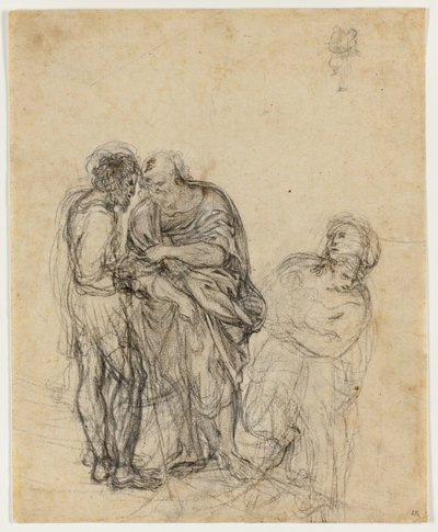 Estudio de un anciano, un hombre joven y una mujer de Domenichino