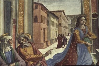 La Virgen María en el templo (detalle) de Domenico Ghirlandaio