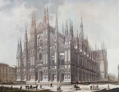 Duomo, o Catedral de Milán (impresión) de Domenico (after) Landini
