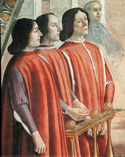Miembros de la familia Sassetti, de una escena de un ciclo de la Vida de San Francisco de Asís de Domenico Ghirlandaio